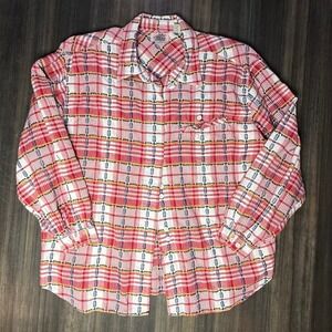 Vintage Grannycore Womens Schooners 2X Plaid Flannel Long Sleeve Button Up Shirt
